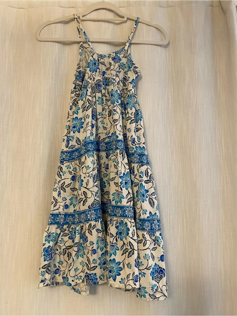 Old Navy White & Blue Floral Tiered Sundress